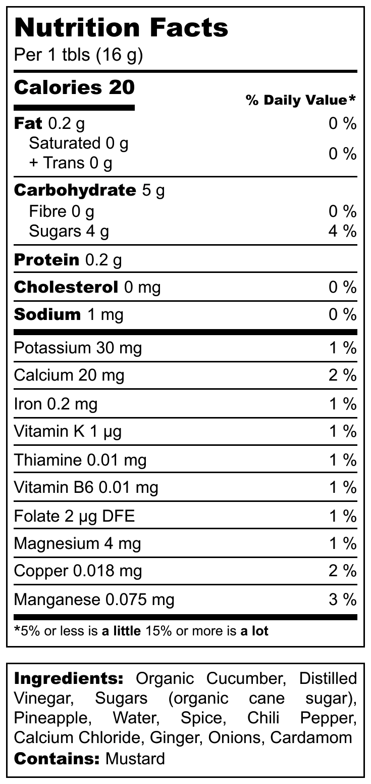 Sneaky Kick Relish nutrition info