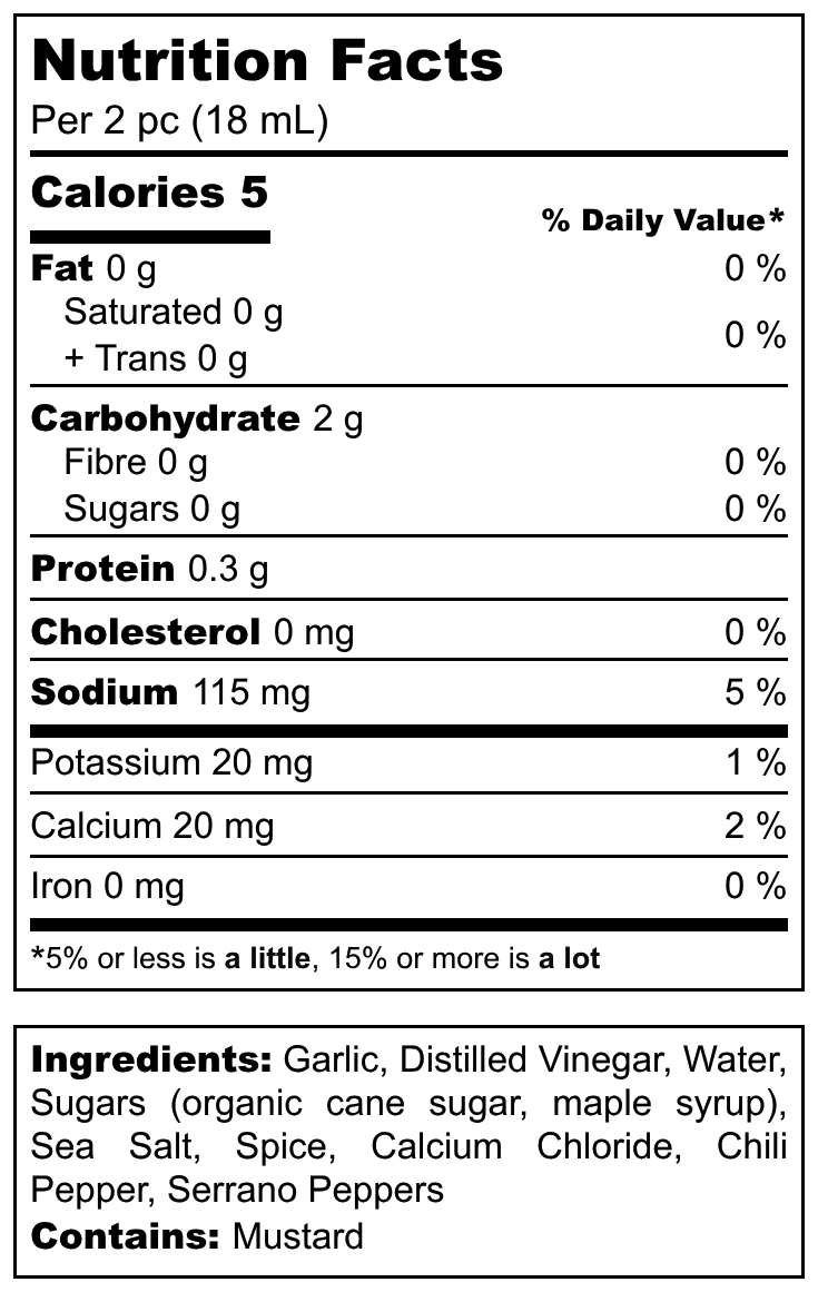Spicy Garlic nutrition info